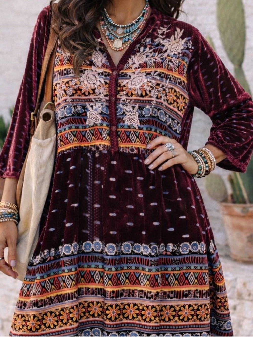 Johnny Was Velvet Embroidered Tunic Dress| | Boho Kantha Bae Style| XL - Picture 16 of 16
